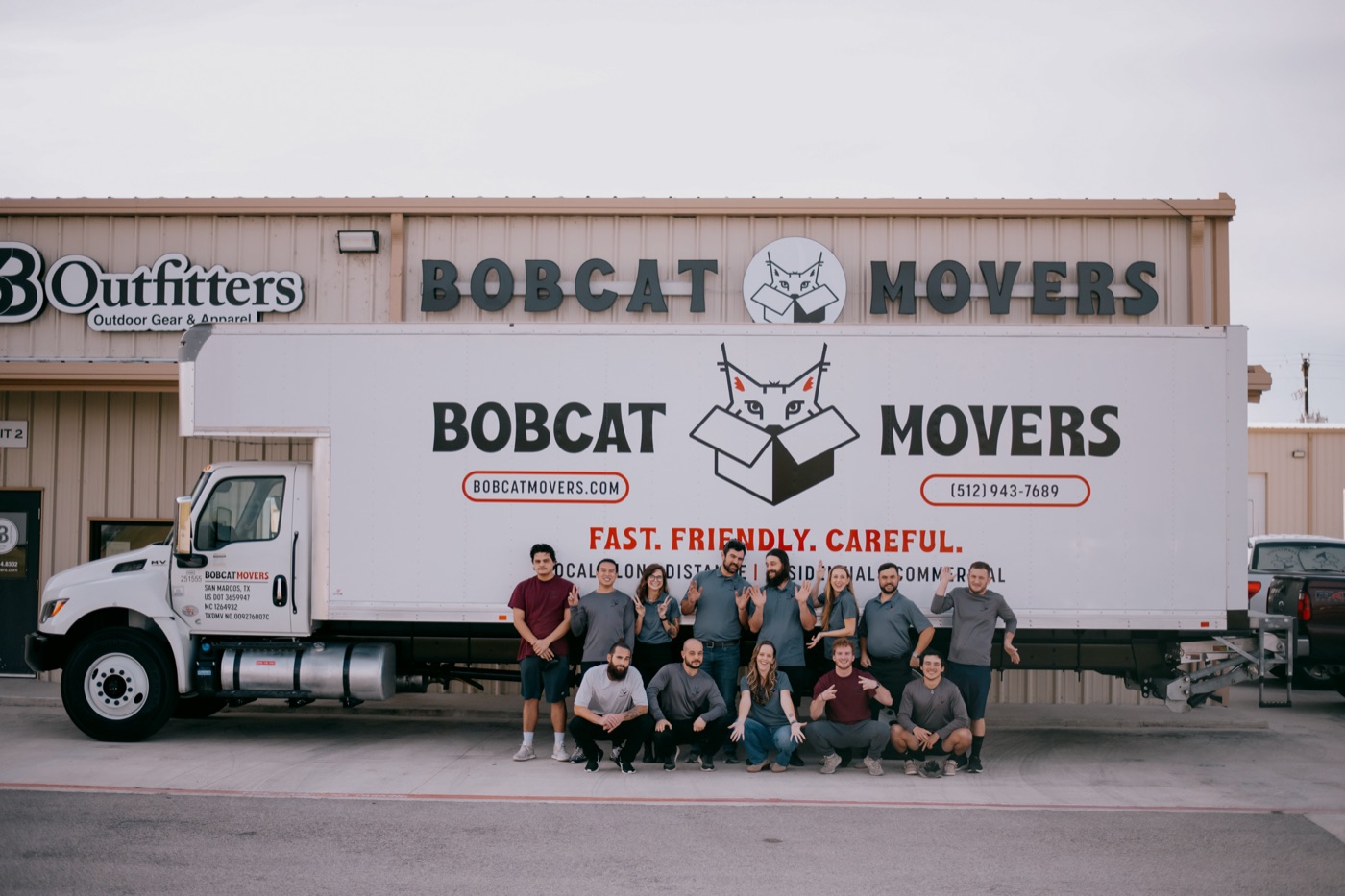 Bobcat Movers crew working a move in San Marcos, TX